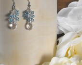 Winter Sky - Blue Swarovski Crystal and Clear Crystal Drop Earrings
