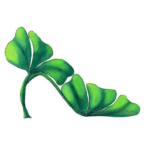 Shoe Art Green Shamrock Stiletto 5x7 Print