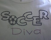 Soccer Diva Ready to ship girls size 7-8 Rhinestone tshirt