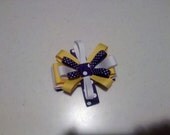 Purple gold and white 2inch french barette hair bow
