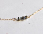 Mini Disco Ball Necklace - gold filled, bronze crystal beads, delicate chain, modern, simple - adencreations