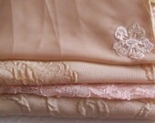 Peach mix - 4 embellished, embroidered fabric pieces