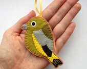 Greenfinch, felt bird ornament