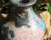 Soda Fired Porcelain Decorative Jar in Blues, Pinks and Pewter