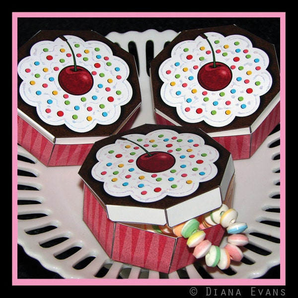 Cupcake Gift and Treat boxes - PDF Template