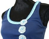 SALE // cerulean Blue woman Tank Top embellished
