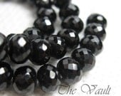 20 Black Spinel 5mm precision faceted rondelles