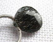 1 Tourmalinated Quartz 12-13mm heart faceted briolette focal