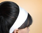 White Headband Satin 3 Inch Wide Soft Fabric Hair Wrap