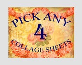 SALE - Pick Any 4 Files - Digital Printable Collage Sheets - you choose -OFFER