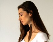 HOLIDAY SALE Black Tourmaline Pheasant Feather Earrings