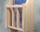 Unfinished magazine literature holder wall mount solid wood raw