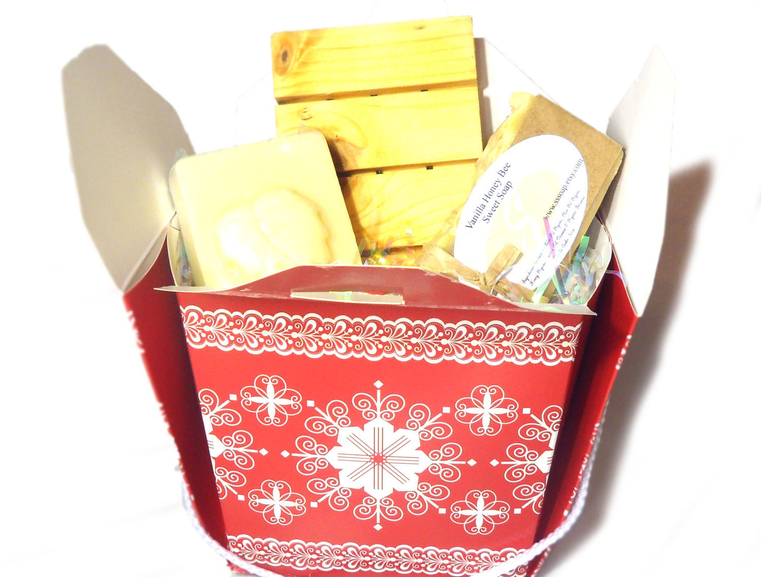 Vanilla Bath Gift Box Set - Soap Shower Scrub Lotion Bar and Wooden Soap DIsh