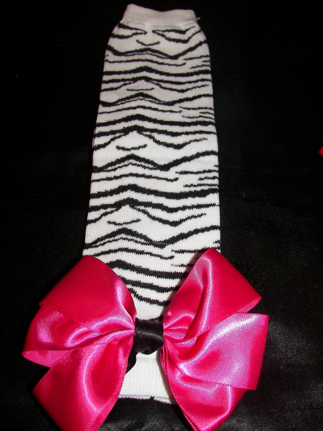 Zebra Print Bow Embellished Leg or Arm Warmers--Adorable
