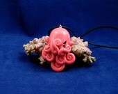Pink Candy Octopus Necklace - Handmade Polymer Clay Kawaii Jewelry