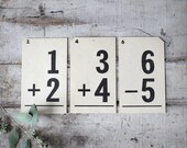 Vintage Math Flash Cards, Set of Three