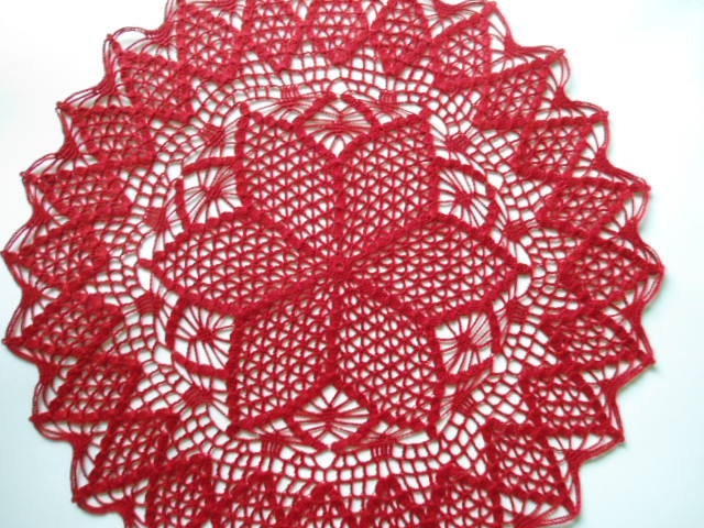 Christmas poinsettia crochet  doily red