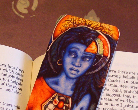 Art Bookmark - Handmade Bookmark - Women Fantasy Art - Color Pencil Drawing - Paper Bookmarks - Afrocentric - Black Art - Mature
