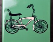 green bicycle ceramic tile coaster