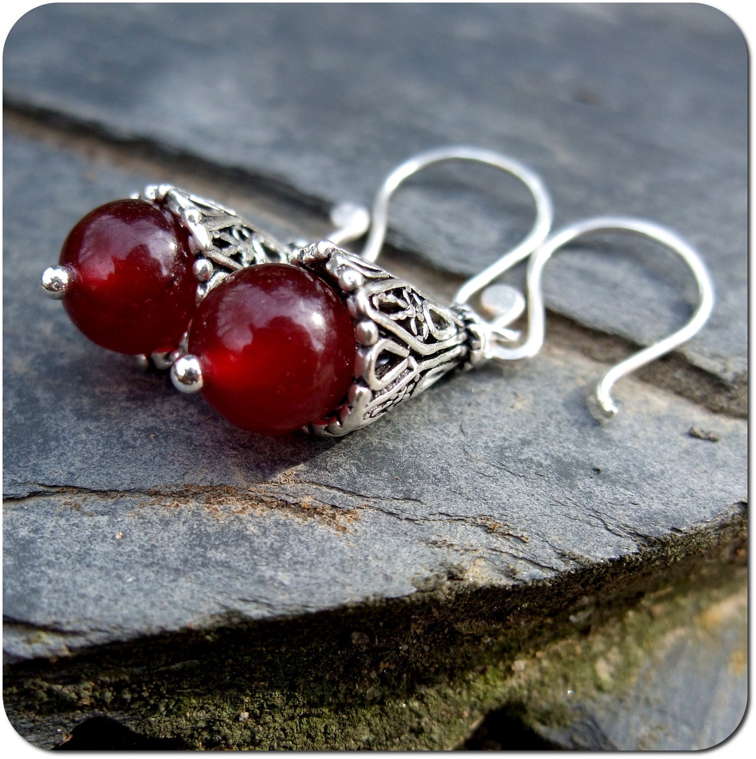 Charity Donation -- Ruby Jade and Silver Earrings -- Donation to Philabundance