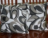 Premium Decorative Accent Pillow Covers - Two18 Inch Black White and Grey