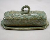 Textured Covered Butter Dish in Aqua