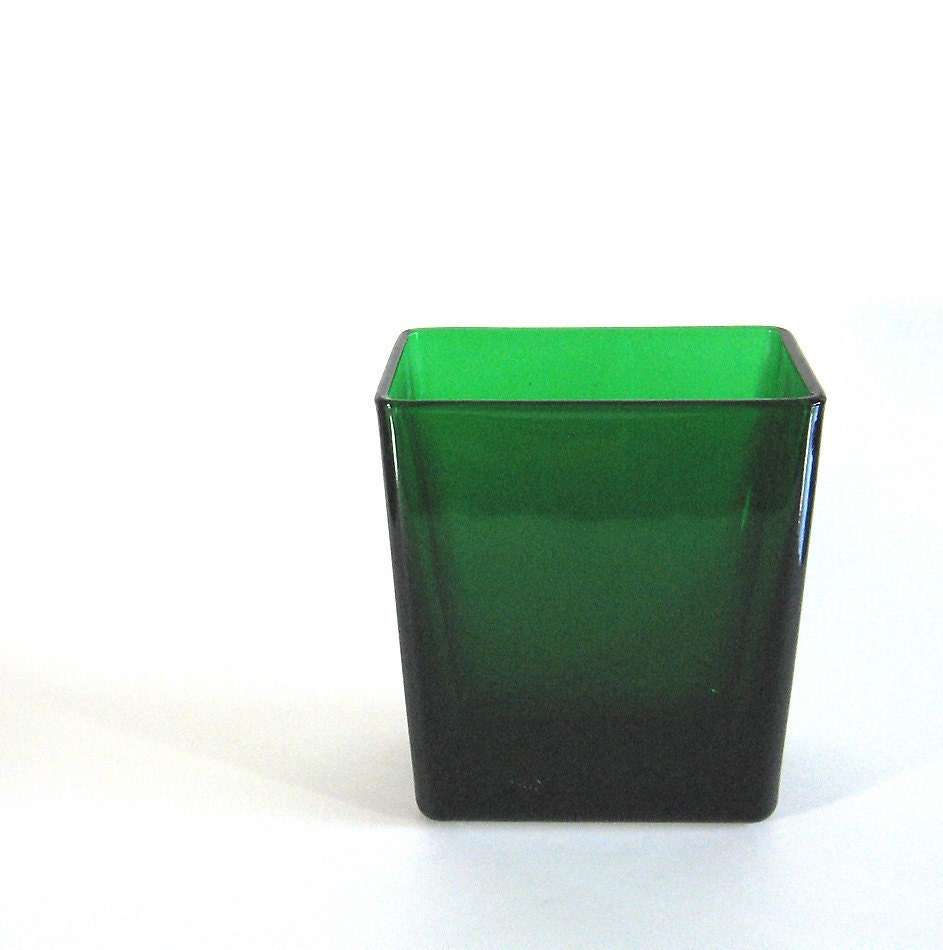 Rectangle Vase Forest Green Heavy Glass Napco Kitchen Organizer Studio