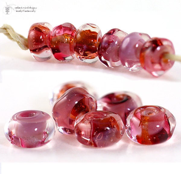 Glass lampwork beads Flamingo Organic Seeds handmade for artisan jewelry designs (12)