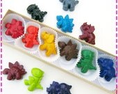 DINOSAUR CRAYONS - Party Favors - Set of Six (6) - Red, Yellow, Pink, Green, Orange, Blue, Brown, Black, Etc. - Free Gift Box