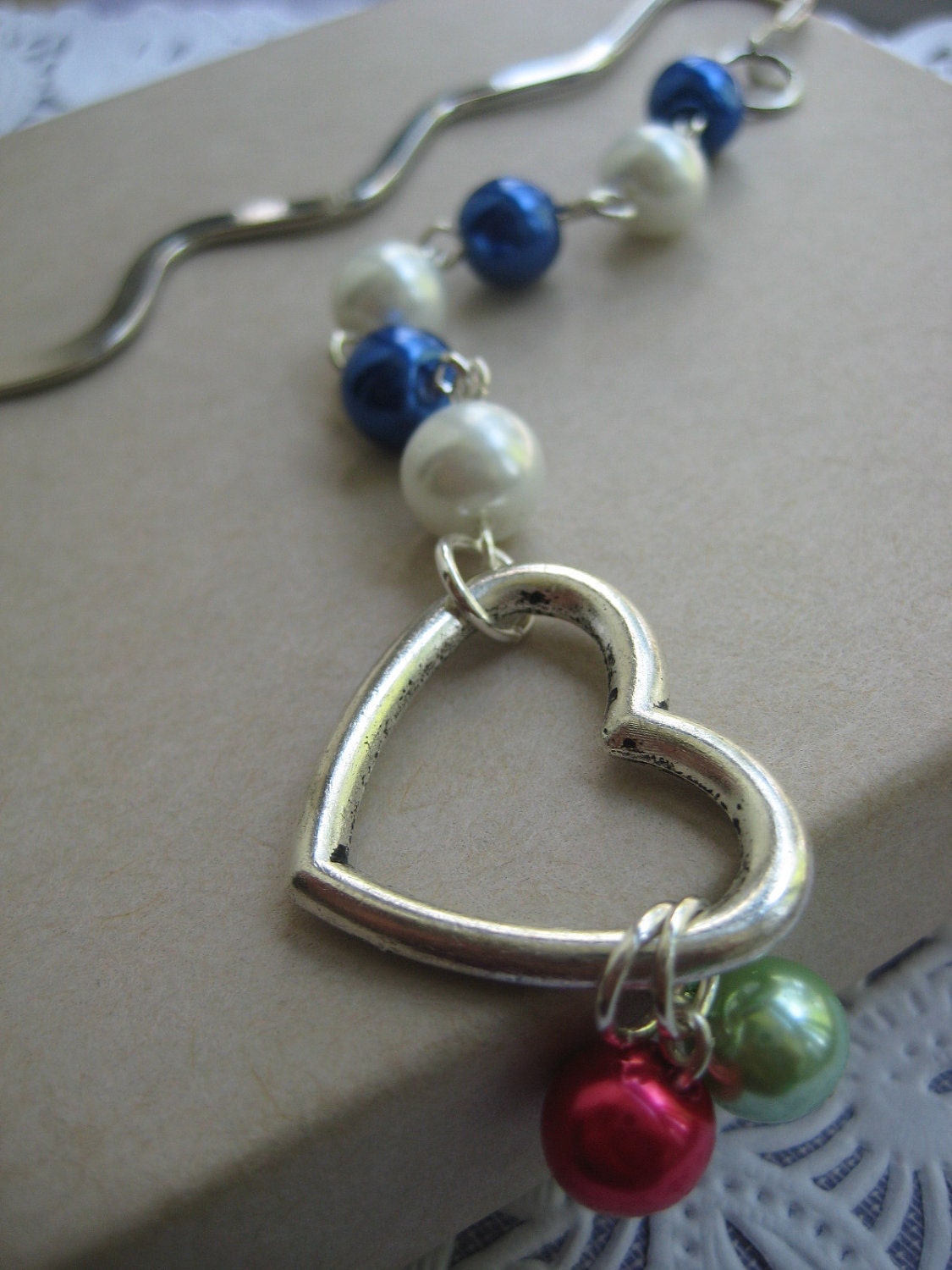 Metal bookmark heart birthstones glass pearls. Mother Grandmother gift. Perfect for stocking stuffer