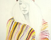 Original Artwork // Watercolour Sketch // A3 // Girl with Tribal Headdress - GoodbyeTuesday