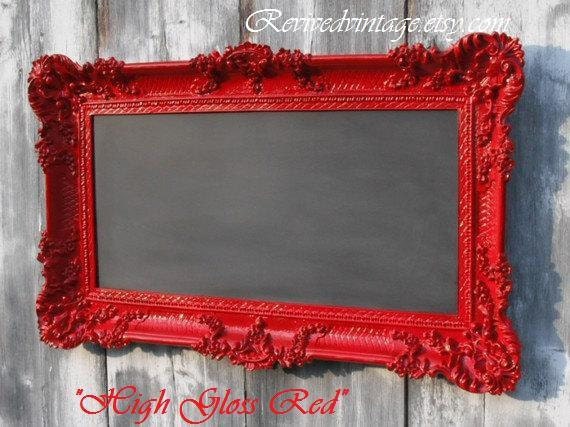 HOLLYWOOD REGENCY CHALKBOARD Valentine Gift Grey Red Gold Wedding 36"x21" Chalk board Chalk board Baroque Blackboard Ornate Black board