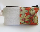 Handmade Zippered Pencil Cosmetics Case - Spice Orchid