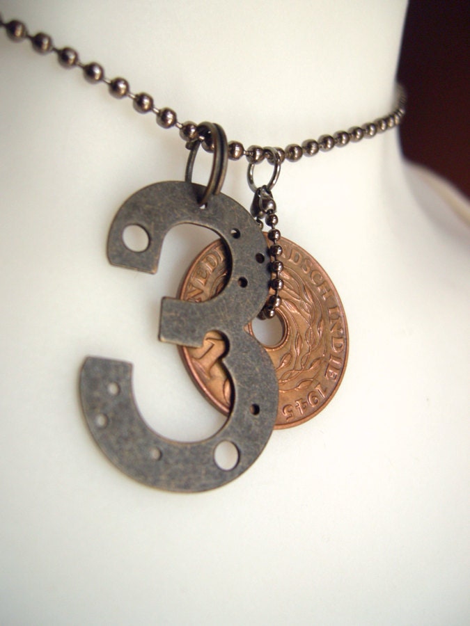 Number Three Unisex Gunmetal Ball Chain Necklace - No. 3
