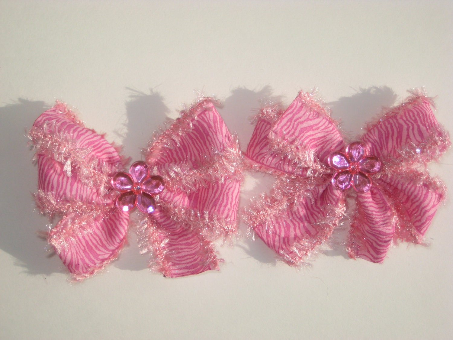 Pair of Pink Zebra Print Bows