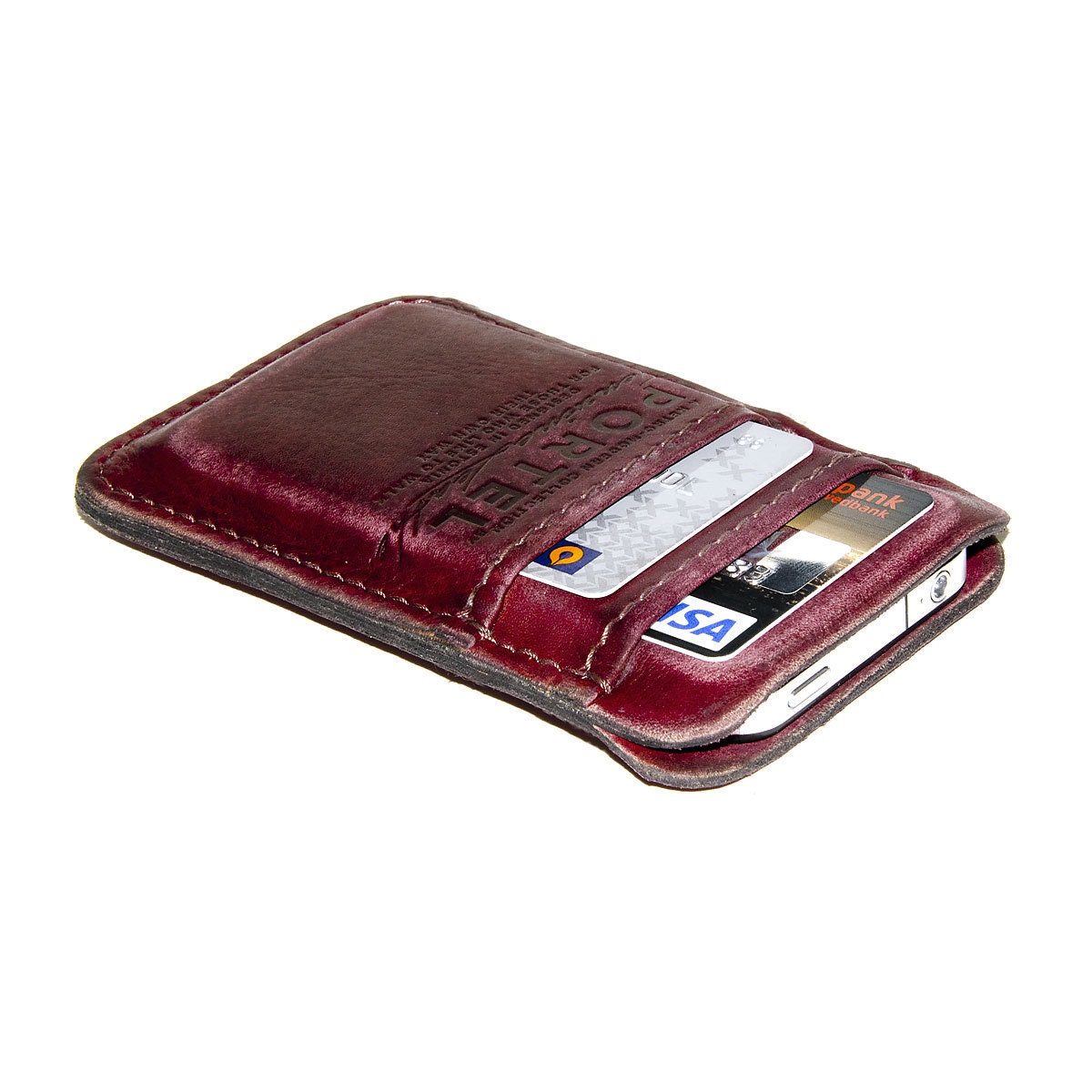iPhone / iPod Touch - - RETROMODERN aged leather pocket - - RED WINE