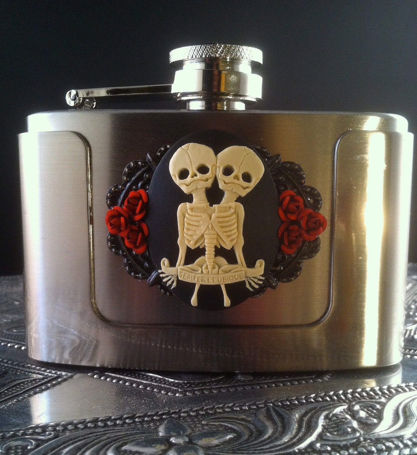 Stainless Steel Conjoined Twins Belt Buckle Flask "Always & Everywhere"