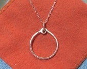 Round Charm Holder Necklace Sterling Silver Circle Oxidized Matte Satin or Polished Custom Keepsake Gift JJDLJewelryArt