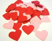 100 Red And Pink  Hearts Paper Piecing Embellishment Scrapbooking Confetti Cutouts