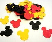 75 Mickey Ears Black-Red-Yellow Mix Paper Piecing Embellishment Scrapbooking Confetti Cutouts