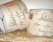 French Postal Script Drum Lampshade