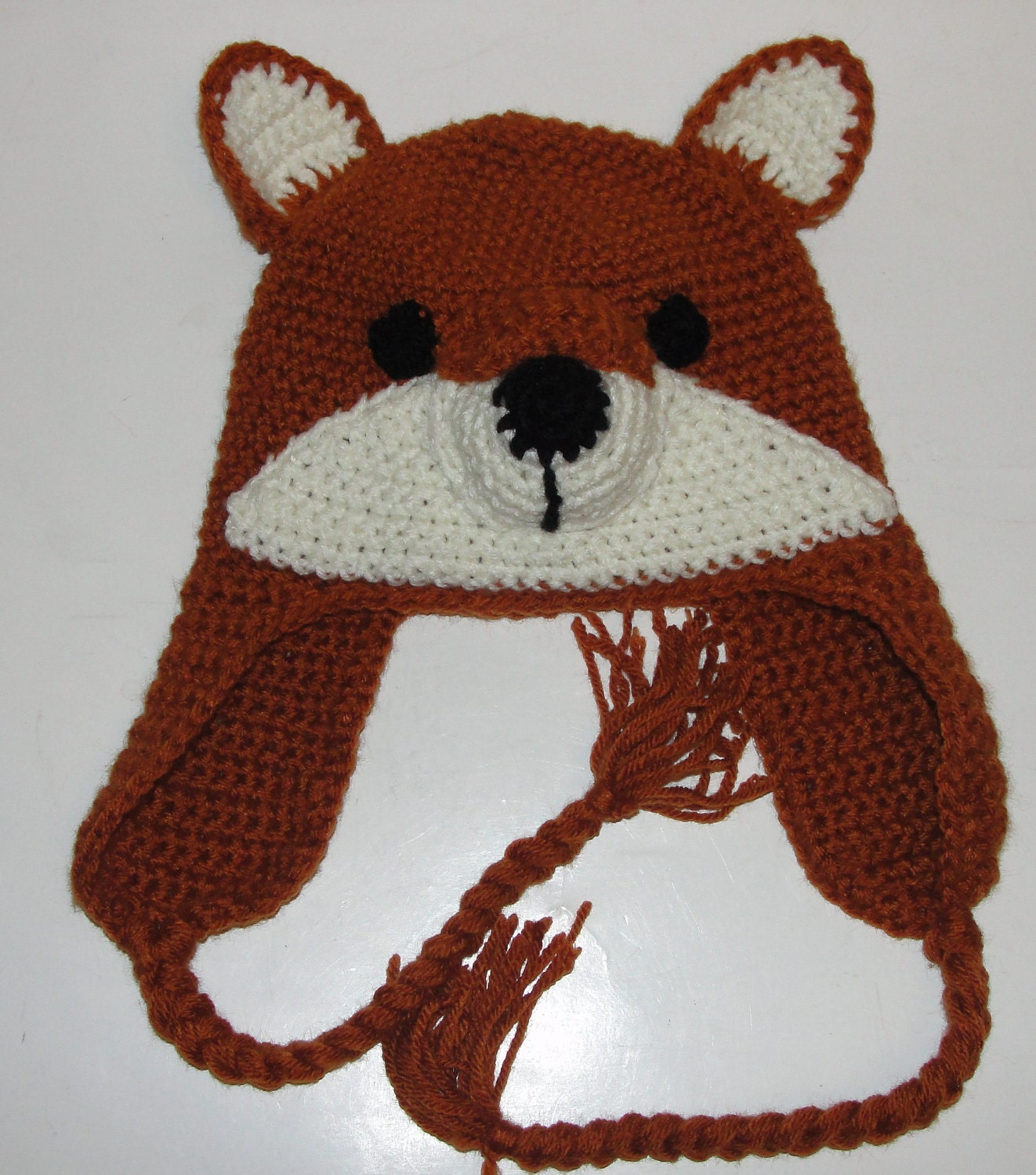 Fox Critter Crochet Adult X Small or Child Large Hat