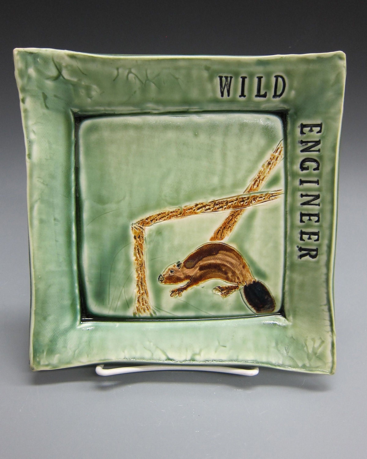 Wild Engineer Square Plate/Beaver/Porcelain/MIT/Oregon