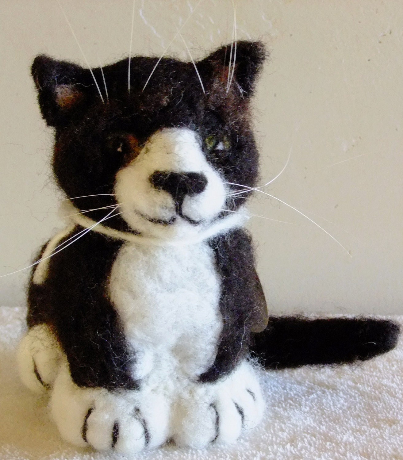Tuxedo Cat Needle felt sculpture