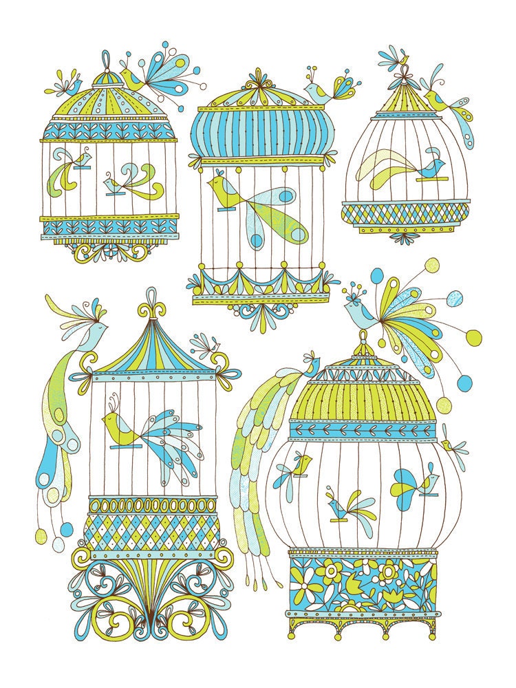 Bird Cages -Limited Edition Screen Print -18x24
