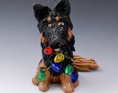 Belgian Tervuren Ornament with Christmas lights Porcelain Sculpture