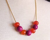 50% OFF vintage bead necklace, fuchsia, orange, fall colors - vintage & recycled jewelry - kilim