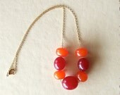 50% OFF vintage bead necklace, red, orange, fall colors - vintage & recycled jewelry - juicy fruit