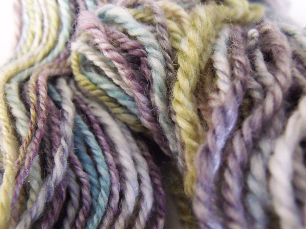 80 yards Worsted Weight Merino Silk Hand Painted Hand Spun Yarn in Old Fashioned--3-ply