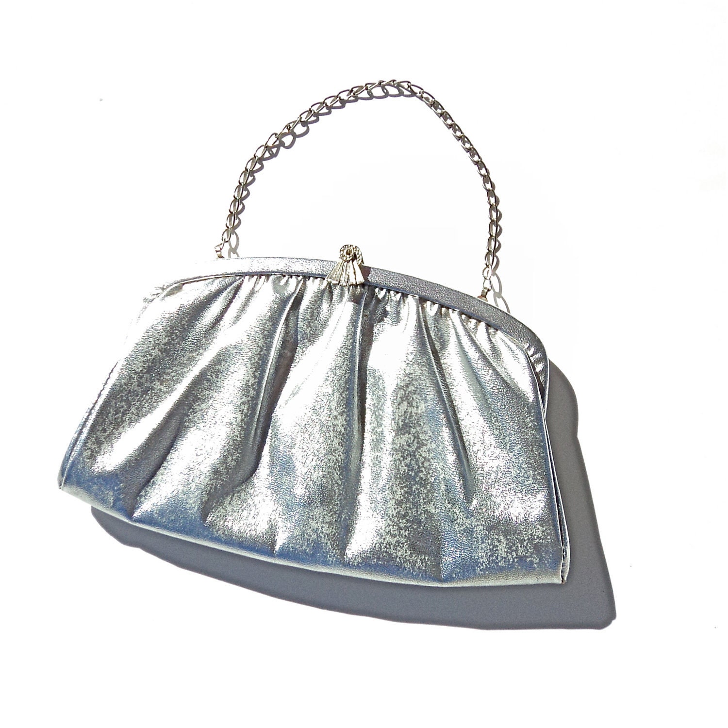 RETRO Holiday Glamour Vintage Evening Bag SILVER Clutch Purse Handbag Marcasite